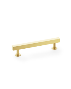 Meubelgreep vierkant T-vorm - Op rond rozet - Mat messing - 164x33x128mm - AW815-128-SB