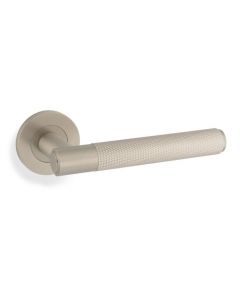 Deurkruk Knurled 'Spitfire' - Mat vernikkeld - Rond rozet Ø50mm - AW220SN