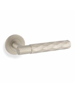 Deurkruk Diamond cut 'Spitfire' - Mat vernikkeld - Rond rozet Ø50mm - AW226SN