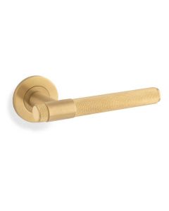 Deurkruk Knurled 'Kingston' - PVD Mat messing - Rond rozet Ø50mm - AW240SBPVD