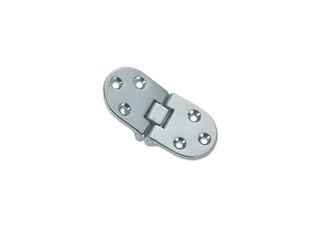 Tafelbladscharnier 66x30x2mm - Dubbele knoop onder - Messing verchroomd
