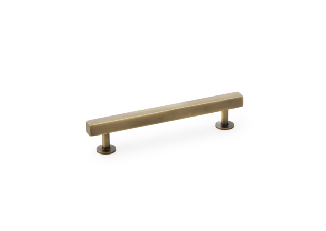 Meubelgreep vierkant T-vorm - Op rond rozet - Antiek messing - 164x33x128mm - AW815-128-AB