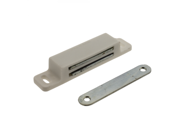 Magneetsnapper Wit 6kg 67x18mm inclusief sluitplaat