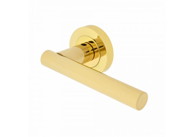 Deurklink Calla - Messing gepolijst - Op rond rozet Ø51mm - AQ4