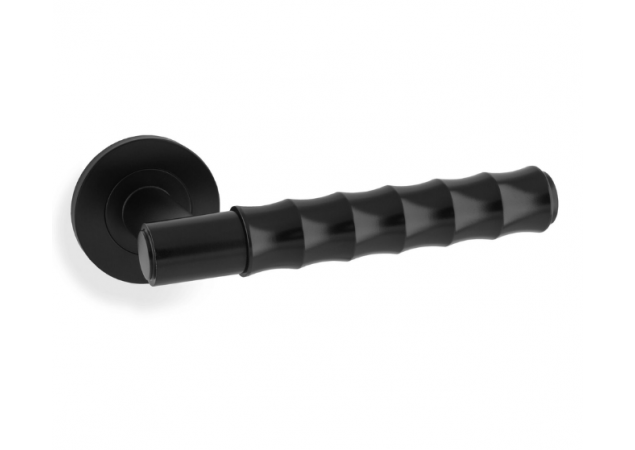Deurkruk Bamboo 'Spitfire' - Mat zwart - Op rond rozet Ø50mm - AW225BL