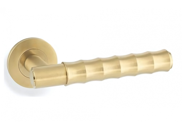 Deurkruk Bamboo 'Spitfire' - PVD Mat messing - Rond rozet Ø50mm - AW225SBPVD