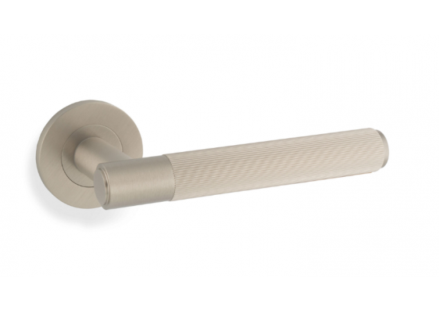 Deurkruk Reeded 'Spitfire' - Mat vernikkeld - Rond rozet Ø50mm - AW222SN