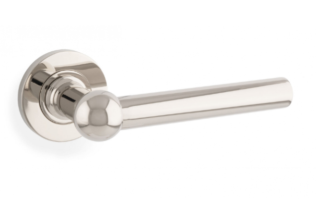 Deurkruk 'Siskin' - PVD Gepolijst nikkel - Rond rozet Ø50mm - AW250PNPVD