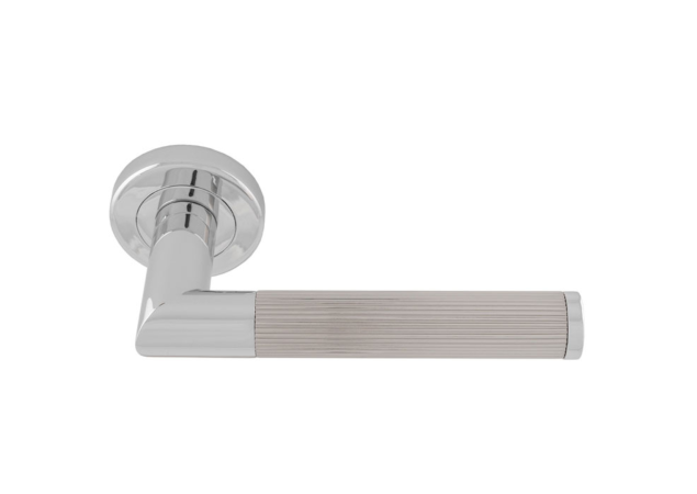 Deurkruk Trend 'Lines' - Chroom gepolijst/Mat vernikkeld - Rond rozet Ø50mm - SZM170CPSN