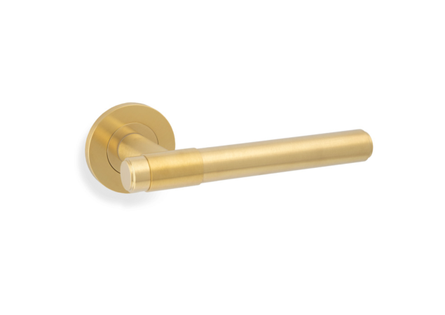 Deurkruk Plain 'Kingston' - PVD Mat messing - Rond rozet Ø50mm AW241SBPVD
