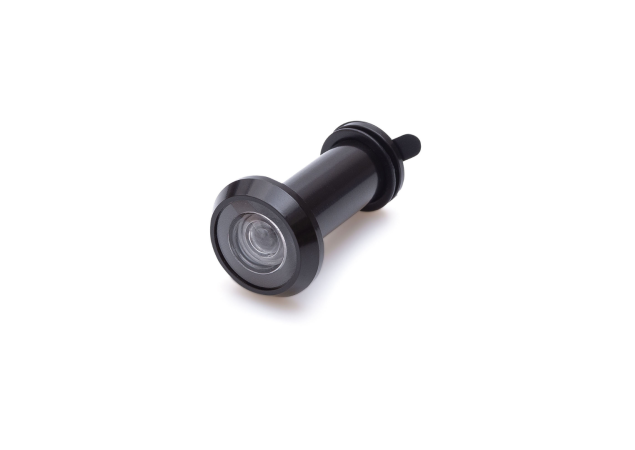 Deurspion messing zwart gelakt - Ø14mm - Voor deurdikte 36-60mm - Inclusief afsluitklepje - 180° zichtveld