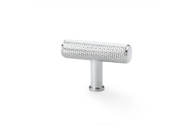 Meubelknop Knurled 'Crispin' T-vorm - Gepolijst chroom - 55mm - AW801-55-PC