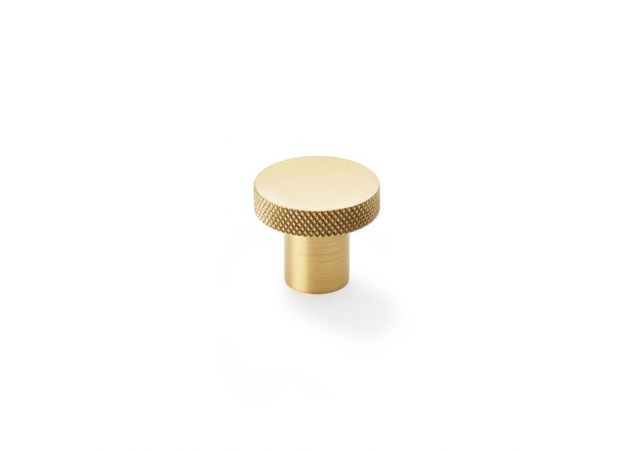 Meubelknop Knurled 'Hanover' - Mat messing - Ø30mm - Hoogte 26mm - AW802-30-SB