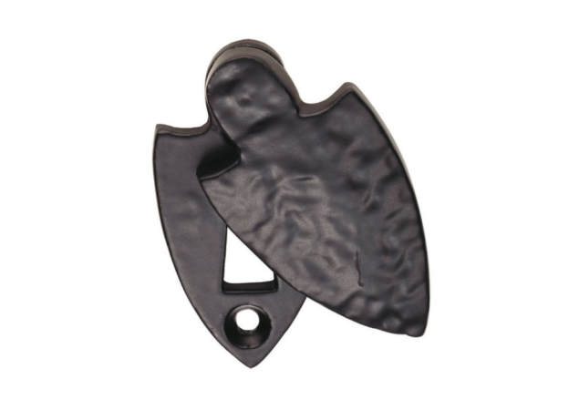 Sleutelrozet schildvormig smeedijzer - Met afdekkapje - Antiek zwart - 58x30x8,5mm - LF5533