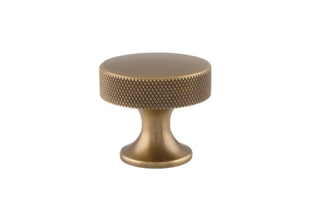 Meubelknop Knurled 'Berlin' - Antiek messing - Ø38mm - Hoogte 35mm - AW841-38-AB