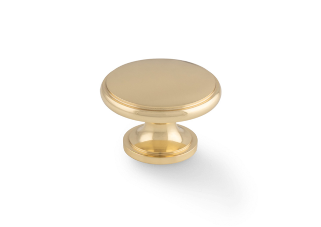Meubelknop 'Cambridge' - Messing gepolijst - Ø38mm - Hoogte 26mm - AW849-38-PB