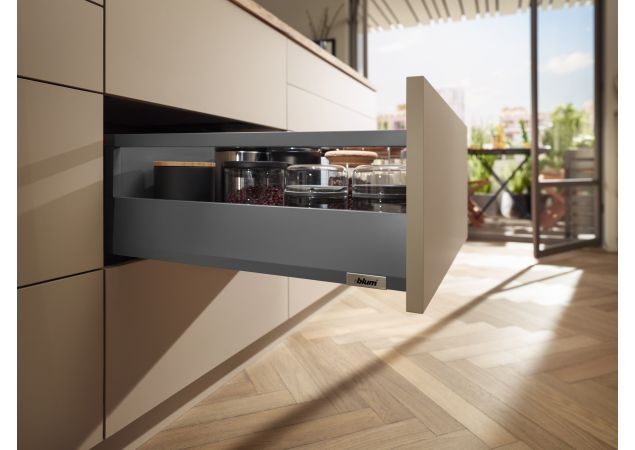 Blum Merivobox lade met reling - Hoogte E (209mm) - 500mm - 70kg - Oriongrijs