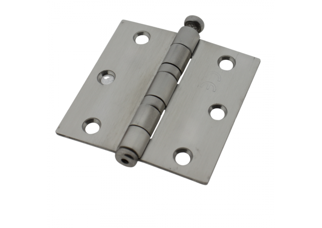 Kogellagerscharnier rechte hoek - 76x76x2,4mm Ø10mm - Rvs geborsteld