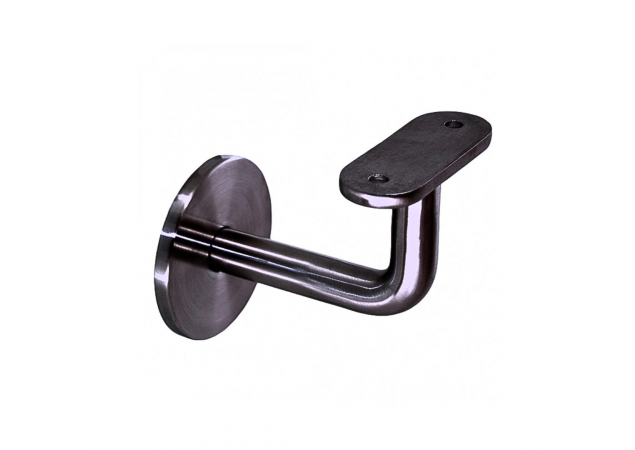 Leuninghouder - 74mm - RVS 316 - Geborsteld zwart - Vlakzadel - Stokeind