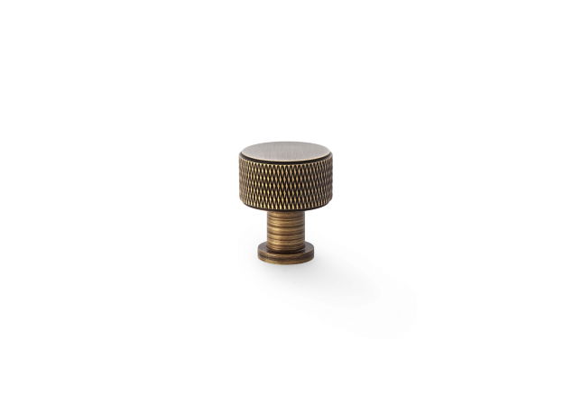 Meubelknop Knurled 'Lucia' - Antiek messing - Ø29mm - Hoogte 34,5mm - AW807K-29-AB