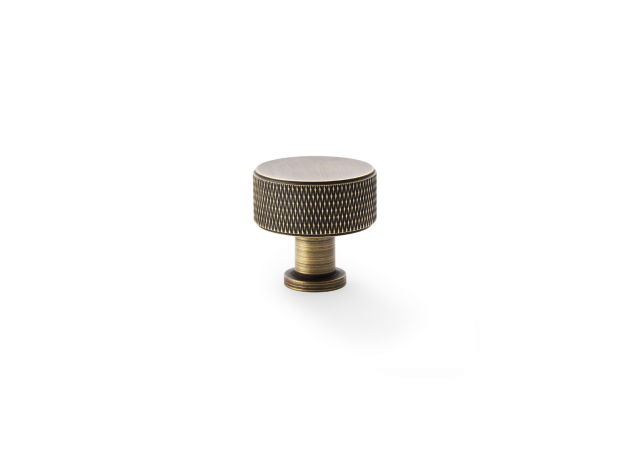 Meubelknop Knurled 'Lucia' - Antiek messing - Ø35mm - Hoogte 35mm - AW807K-35-AB