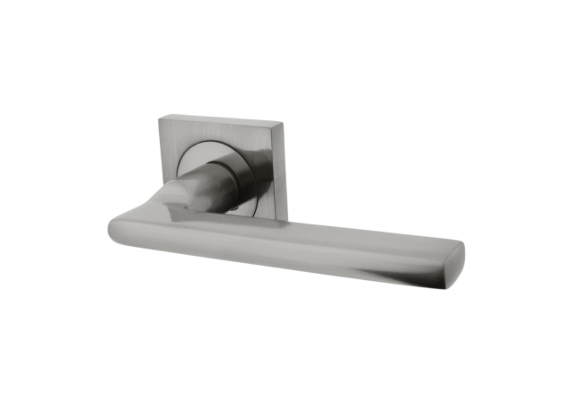 Deurkruk Rome - Aluminium geborsteld - Vierkant rozet - Vernikkeld