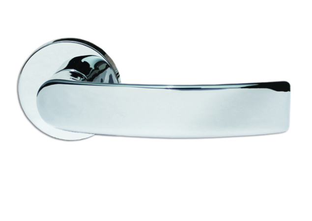 Deurkruk op rozet Mat chroom Ø48,0mm L:124mm Krukstift 8mm Dikte rozet 8mm