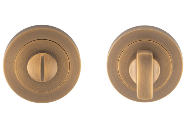 Wc garnituur op rond rozet Antiek messing Ø50x10mm - EUL004AB