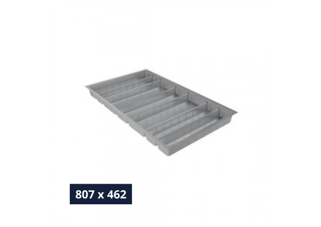 Bestekinzet Hettich OrgaTray 590 - Breedte 807 mm - Diepte 462 mm - Zilver