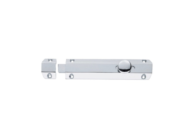 Profielschuif met veer - Messing - Chroom gepolijst - 202x36mm - Inclusief sluitplaten - AQ83CP