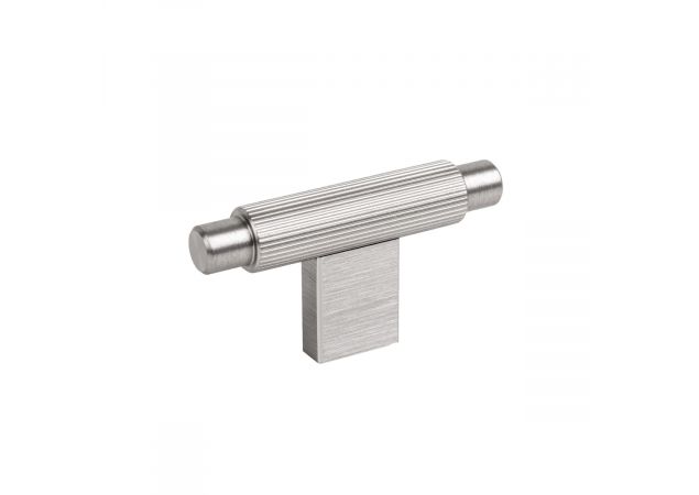 Meubelknop met lijnstructuur 70mm - Ø14mm - Hoogte: 35mm - RVS Look