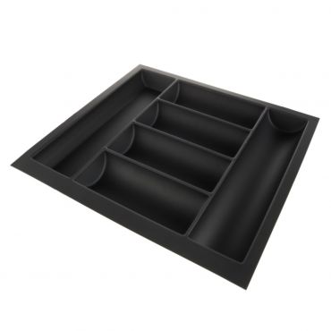 Zwarte bestekbak – Soft Touch – Breedte: 200-222mm – Diepte: 450-474mm