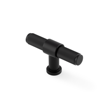 Meubelknop Reeded 'Kingston' T-vorm - Zwart - 80mm