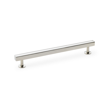 Meubelgreep vierkant T-vorm - Op rond rozet - Nikkel gepolijst - 228x33x192mm