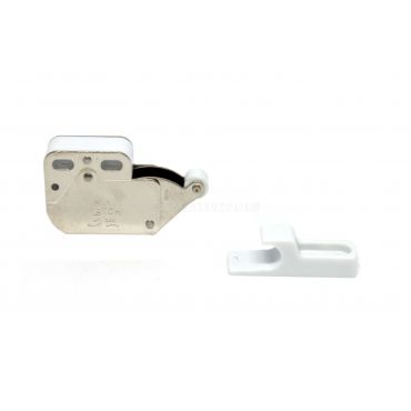 Mini Latch vernikkeld met tegenplaat Wit