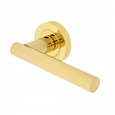 Deurklink Calla - Messing gepolijst - Op rond rozet Ø51mm - AQ4