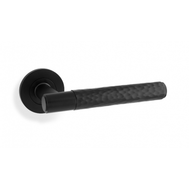 Deurkruk Hammered 'Spitfire' - Mat zwart - Rond rozet Ø50mm - AW223BL