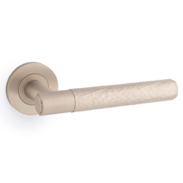 Deurkruk Hammered 'Spitfire' - Mat nikkel - Rond rozet Ø50mm - AW223SN