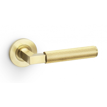 Deurkruk Reeded 'Hurricane' - PVD Mat messing - Rond rozet Ø50mm - AW202SBPVD