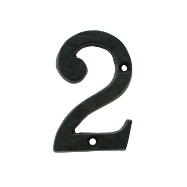 Huisnummer 2 - Smeedijzer - Antiek zwart - 79mm