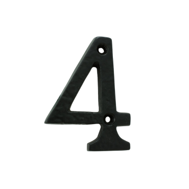 Huisnummer 4 - Smeedijzer - Antiek zwart - 78mm