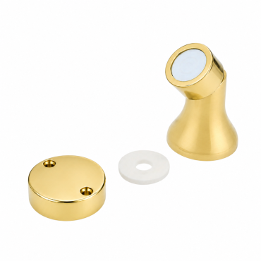 Deurvastzetter magnetisch - 7,5kg - 55mm - 90° draaibaar - Rond - Messing gepolijst