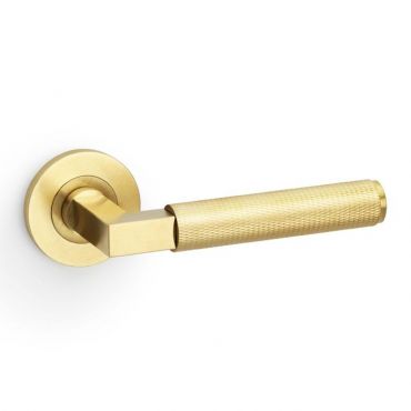 Deurkruk Knurled 'Hurricane' - PVD Mat messing - Rond rozet Ø50mm - AW200SBPVD