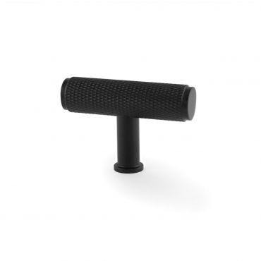 Meubelknop Knurled 'Crispin' T-vorm - Mat zwart - 55mm - AW801-55-BL