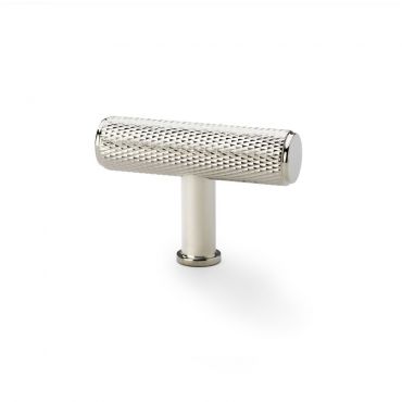 Meubelknop Knurled 'Crispin' T-vorm - Gepolijst nikkel - 55mm - AW801-55-PN