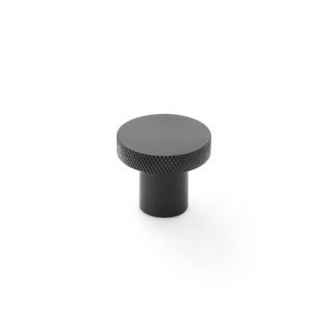 Meubelknop Knurled 'Hanover' - Mat zwart - Ø30mm - Hoogte 26mm - AW802-30-BL