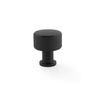 Meubelknop Knurled 'Lucia' - Mat zwart - Ø29mm - Hoogte 34,5mm - AW807K-29-BL