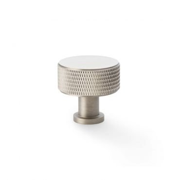 Meubelknop Knurled 'Lucia' - Mat vernikkeld - Ø35mm - Hoogte 35mm - AW807K-35-SN