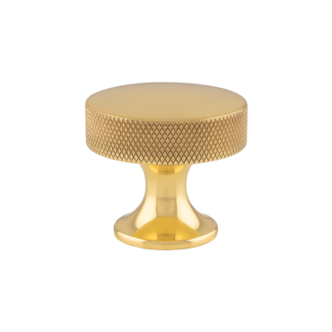Meubelknop Knurled 'Berlin' - Messing gepolijst - Ø38mm - Hoogte 35mm - AW841-38-PB