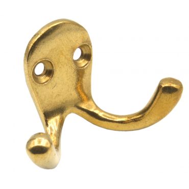 Handdoekhaak 2-armig - Messing gerold